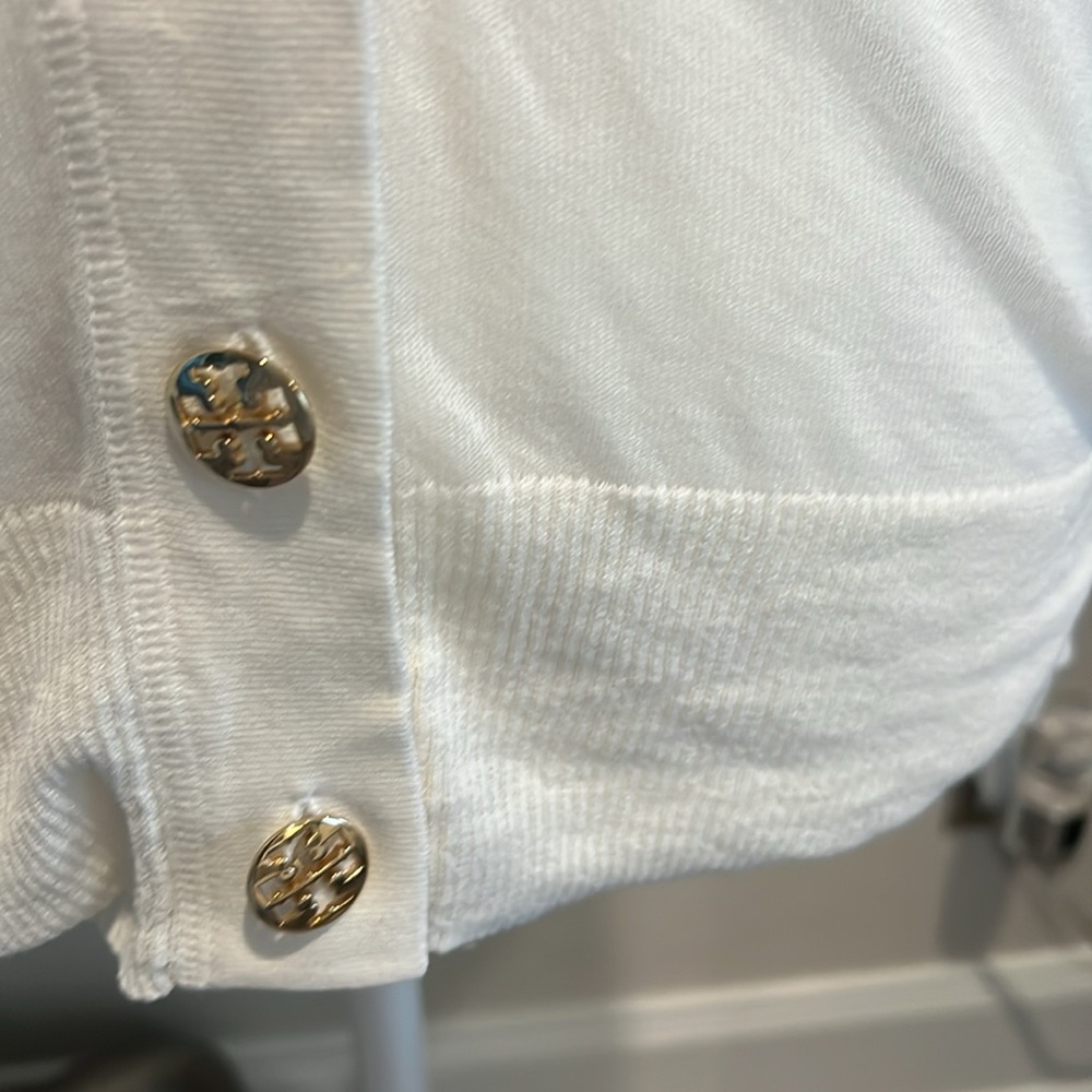 Tory Burch Sheer Cardigan with Signature buttons - Picture 4 of 7